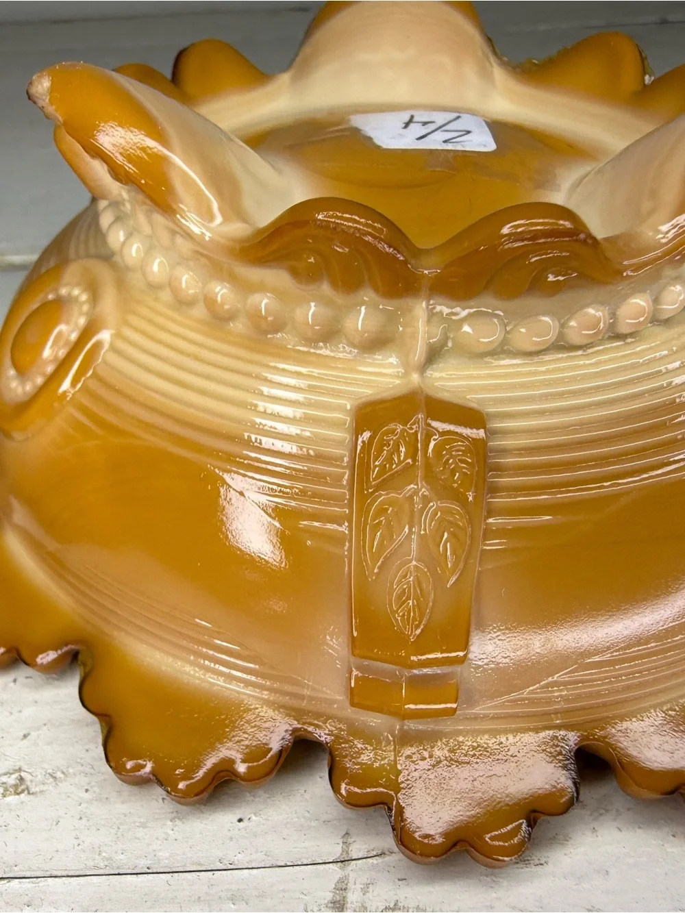 Set of 4 Greentown Indiana CHOCOLATE CARAMEL SLAG GLASS 3 LEGGED BOWL